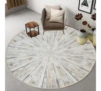 NYCCIA 180cm Round Area Rug | Modern Short Pile Non-Slip Carpet in Cream, Taupe & Coffee | Radiating Abstract Lines Design for Living Room, Bedroom, Office | Contemporary Minimalist Decor