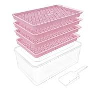 NYCDA Ice Cube Trays, 104x4 PCS Ball Mold with Bin & Scoop, Ice Cube Molds, Tiny Tray Crushed Chilling Drinks Coffee Juice Cocktail, Ice Cube Trays for Freezer pink