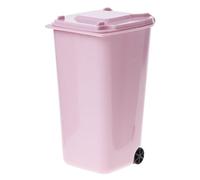 NYCEMAKEUP Mini Wheelie Trash Can Pen Holder Storage Bin Desktop Organizer Garbage Bucket Trash Can Kitchen White