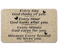 NYDECOR Christian Welcome Mat for Front Door Farmhouse Religious Door Mat Bible Verse God Doormat Home Floor Mats Non Slip Rubber Entrance Rug for Indoor Outdoor 17" x 28"