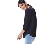 NYDJ Women's Petite Size 3/4 Sleeve Pintuck Blouse, Black, L