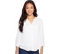 NYDJ Women's Petite Size 3/4 Sleeve Pintuck Blouse, Optic White, M