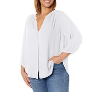 NYDJ Women's Plus Size 3/4 Sleeve Pintuck Blouse, Optic White, 1X