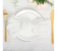 Nydotd 6pcs Cheesecloth Napkins 20 x 20 Inch Boho Dinner Napkins Wrinkled Rustic Linen Table Decorative Cloth Napkins for Wedding Party Baby Shower Family Everyday Use (White)
