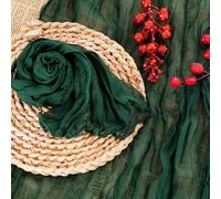 Nydotd 6pcs Christmas Cheesecloth Napkins 20 x 20 Inch Boho Dinner Napkins Wrinkled Rustic Linen Table Decorative Cloth Napkins for Wedding Party Baby Shower Family (Emerald Green)