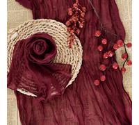 Nydotd 6pcs Gauze Cheesecloth Napkins 20 x 20 Inch Boho Dinner Napkins Wrinkled Rustic Linen Table Decorative Cloth Napkins for Wedding Party Baby Shower Family Everyday Use Easter (Burgundy Red)