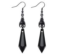 Nydotd Gothic Bat Earrings - Red Black Crystal Accents Dangle Drop Earrings Punk Rock Style, Halloween Costume Jewelry for Women & Teens, One Size, Zinc, No Gemstone