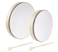 Nydotd Hand Drum Percussion Wood Frame Drum with Drum Stick Percussion Instruments Musical Performance Pro Hand Drum with Wooden Drum Beater (Wood Color, 12 Inch and 10 Inch)