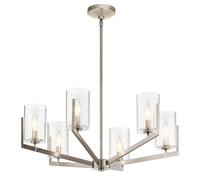 Quintiesse Nye 6 Light Glass Chandelier - Pewter