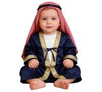 Nyeemya Baby Muslim Thobe Set 3Pcs Long Sleeve Kaftan Robe Islamic Traditional Outfit with Tie Cord Navy Blue 0-3 Months