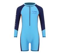 Nyeemya Boys UV Sun Protection Swimwear Kids One Piece Color Block Swimming Costume Zip Up Rash Guard Swimsuit Sky Blue 9-10 Years