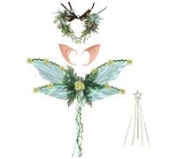 Nyeemya Fairy Wings Set for Adult Magic Spell Rave Soft Dream Bag Potion Container Leaf Accessories 4 Pcs Green One Size