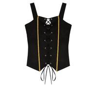 Nyeemya Girls Medieval Steampunk Pirate Corset Renaissance Vintage Vest Victorian Gothic Lace-up Waistcoat Black 11-12 Years