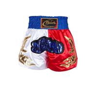 Nyeemya Kids Boys Muay Thai Boxer Shorts Martial Arts Grappling Training Bottoms Kickboxing Fighting Shorts Blue&White&Red 11-12 Years