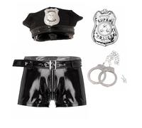 Nyeemya Men Police Costume Adults 4 Pc Police Officer Fancy Dress Up Outfit Halloween Policeman Cosplay Outfit Black L