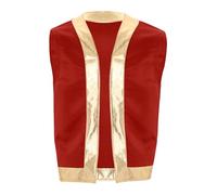 Nyeemya Men's Toad Vest Costumes Metallic Shiny Open Front Waistcoat Tops Captain Cosplay Costume for Party Red M