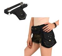 Nyeemya Renaissance Belt Festival Hip Thigh Pack Hip Pouch Black One Size | Cowboy Style Retro Waist Bag,Renaissance Faire Accessories,Multiple Use Functions Belt Purse,Utility Pouch,Everyday Carry
