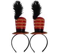 Nyeemya Ringmaster Soldier Mini Top Hat Headband Carnival Headwear Majorette Hats Circus Ring Red 2Pcs One Size