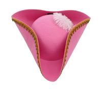 Nyeemya Unisex Distressed Tricorn Hat Colonial Pirate Style Felt Costume Accessory for Halloween Party Cosplay Event Pink One Size