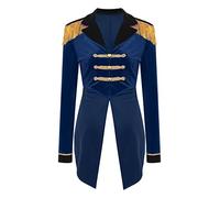 Nyeemya Women Ringmaster Tailcoat Jacket Showman Magician Costume Circus Coats Carnival Party Outfit Role Play Navy Blue M