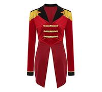 Nyeemya Women Ringmaster Tailcoat Jacket Showman Magician Costume Circus Coats Carnival Party Outfit Role Play Red M
