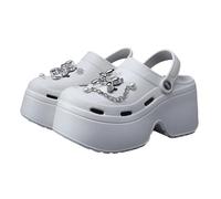 Nyeemya Womens Platform Clogs Garden Shoes Summer Waterproof Beach Pool Sandals Mules Home Slippers White 37/38