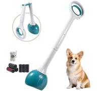 NYEONHRT Dog Pooper Scooper Portable with Bag Attachment, One Handed Foldable Design, Includes 120 Biodegradable Waste Bags and Dispenser, 28 Inch Handle for Grass Yard Gravel Cleanup