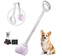 NYEONHRT Dog Pooper Scooper Portable with Bag Attachment, One Handed Foldable Design, Includes 120 Biodegradable Waste Bags and Dispenser, 28 Inch Handle for Grass Yard Gravel Cleanup
