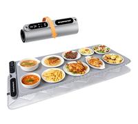 NYEONHRT Electric Warming Mat for Food Extra Large, Silicone Rollable Warming Tray - 8s Rapid Full Surface Heating | 7 Temp Settings | 8H Timer | Auto Shut-Off | Child Lock, for Buffet Party (XXL)
