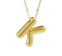NYEONHRT Initial Gold Necklaces for Women Mother's Day Gift, Gold Statement Bubble Letter Necklace, 14K Gold Plated A-Z Initial Name Non Tarnish Necklace Women Gifts Mother's Day Sale, ordinary
