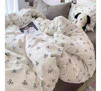 Nyescasa Black Bow Duvet Cover Sets Double White Black Bows Bowknot Microfiber Bedding Set 3 Piece Cute Aesthetic Teen Girls Women Quilt Cover 200x200 with Zipper Closure and 2 Pillowcases 50x75 cm