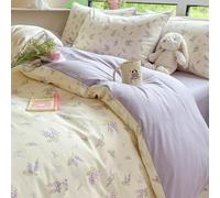 Nyescasa Duvet Cover Single White Purple Floral Flowers Botanical Meadow Bedding Set Purple Lavender Flower Print Microfibre Comforter Cover 135x200 cm with Zipper Closure and 1 Pillowcase 50x75 cm