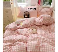 Nyescasa Pink Bow Duvet Cover King Gingham Plaid Checkered Bows Print Kawaii Bedding Set Girls Cute Bow Tie Microfibre Comforter Cover 220x230 cm with Zipper Closure and 2 Pillowcases 50x75 cm
