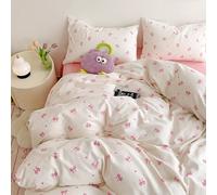 Nyescasa Pink Bow Duvet Cover Single Heart Bows Bowknot Print Kawaii Bedding Set Kids Girls Cute Pink White Bow Tie Microfibre Comforter Cover 135x200 cm with Zipper Closure and 1 Pillowcase 50x75 cm