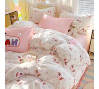 Nyescasa Sausage Dog Duvet Cover Sets King White Pink Dachshund Flowers Floral Microfibre Bedding Set Botanical Aesthetic Quilt Comforter Cover 220x230 with Zipper Closure and 2 Pillowcases 50x75 cm