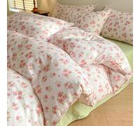 Nyescasa Single Bed Duvet Cover Sets White Pink Rose Flowers Floral Microfibre Bedding Set 2pcs Flower Botanical Aesthetic Quilt Comforter Cover 135x200 with Zipper Closure and 1 Pillowcase 50x75 cm
