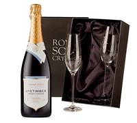 Nyetimber Classic Cuvee Brut 75cl with 2 Royal Scot Diamante Flutes