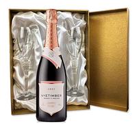 Nyetimber Rose English Sparkling Wine in Gold Presentation Set With Flutes 75cl 12% abv