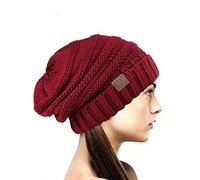 NYFASHION101 Exclusive Oversized Baggy Slouchy Thick Winter Beanie Hat - Burgundy