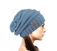 NYFASHION101 Exclusive Oversized Baggy Slouchy Thick Winter Beanie Hat - Denim