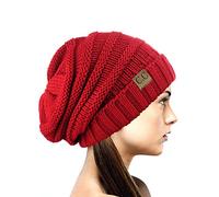 NYFASHION101 Exclusive Oversized Baggy Slouchy Thick Winter Beanie Hat - Red