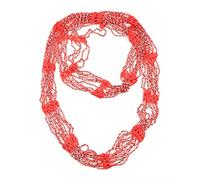 NYFASHION101® Silver-Tone Beaded Skinny Fishnet Infinity Loop Scarf - Red
