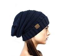 NYFASHION101 Slouch Wrinkled Beanie Cap Slouchy Skull Hat, Navy, One Size