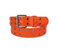 NYFASHION101 Solid Rich Fashion Color Double Grommet Belt - Orange -