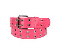 NYFASHION101 Solid Rich Fashion Color Double Grommet Belt - Pink -