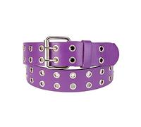 NYFASHION101 Solid Rich Fashion Color Double Grommet Belt - Purple -