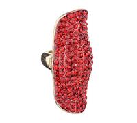 NYFASHION101 Women's Stone Studded Curved Boho Fashion Stretch Ring, Red