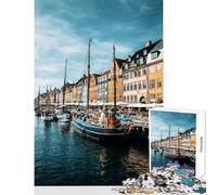 Nyhavn Harbor, Copenhagen, Denmark 1000 Piece Jigsaws for Teenagers Boost Memory Retention Effectively Calming Relaxing Leisure Game (38x26cm)