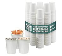 NYHI 10oz Disposable Paper Cups - For Hot & Cold Drinks, Espresso, Tea, Juice, Water & More - Plain, Writable Surface Ideal for Cafes, Office & Events - Fits Most Coffee Machines, 300 pcs. - White
