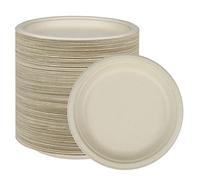 NYHI 125 Pack Small 7 Inch Heavy Duty Disposable Paper Plates For Adults Kids Brown Sugarcane Bulk Plates Cut Leak Resistant for Dinner Parties